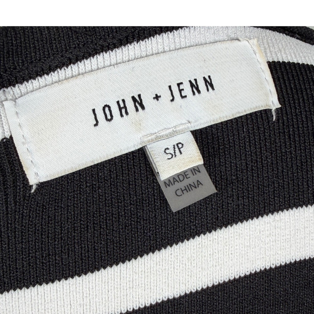 John + Jenn Striped Knit Bodycon Midi Dress Black White Size Small - Picture 10 of 13